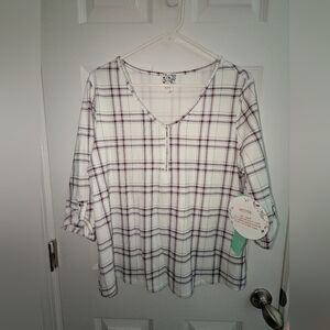 NWT Womens Plaid Blouse Size PL